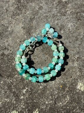 Elegant Apatite and quartz Beaded wrap Bracelet